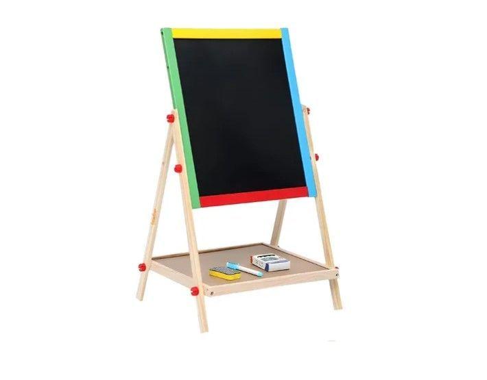 Pizarra Atril Para Niños 2 En 1 Doble Madera + Tiza Y Plumón-3