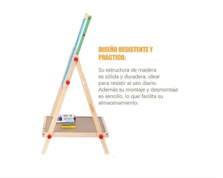 Pizarra Atril Para Niños 2 En 1 Doble Madera + Tiza Y Plumón-6