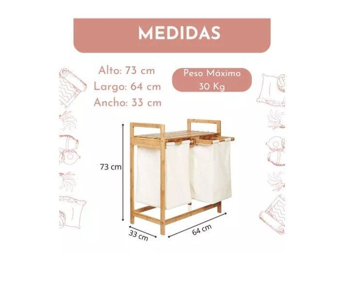 Cesta Canasto De Ropa Sucia Con Soporte De Bambu-1