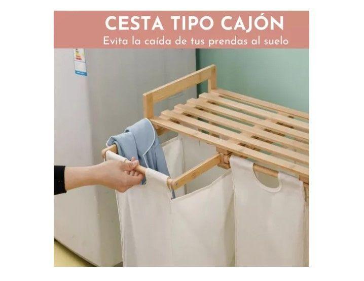 Cesta Canasto De Ropa Sucia Con Soporte De Bambu-2