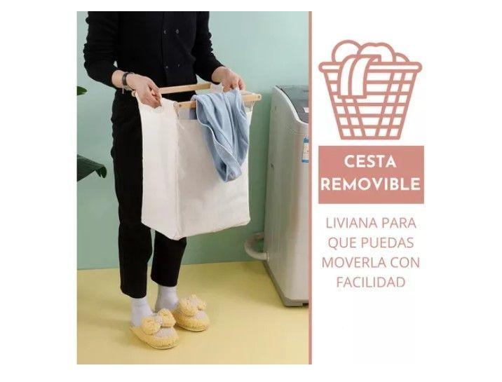 Cesta Canasto De Ropa Sucia Con Soporte De Bambu-3