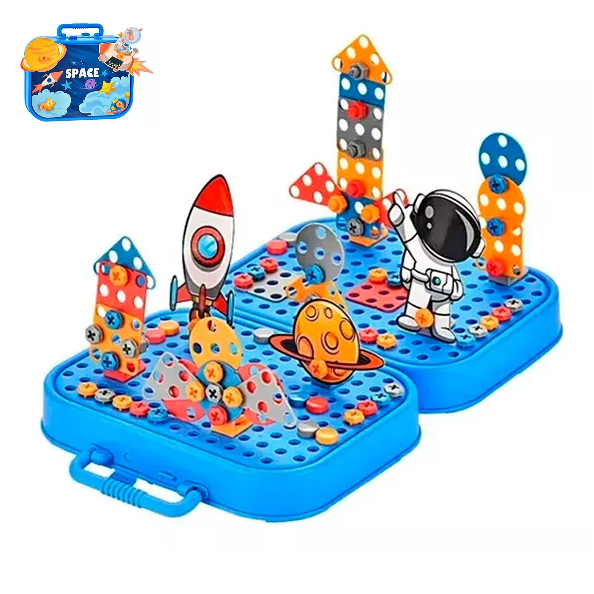 Juguete Puzzles 2d, 3d Herramienta Tornillos Taladro Astronauta-0