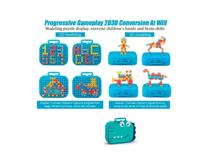 Juguete Puzzles 2d, 3d Herramienta Tornillos Taladro Astronauta-1