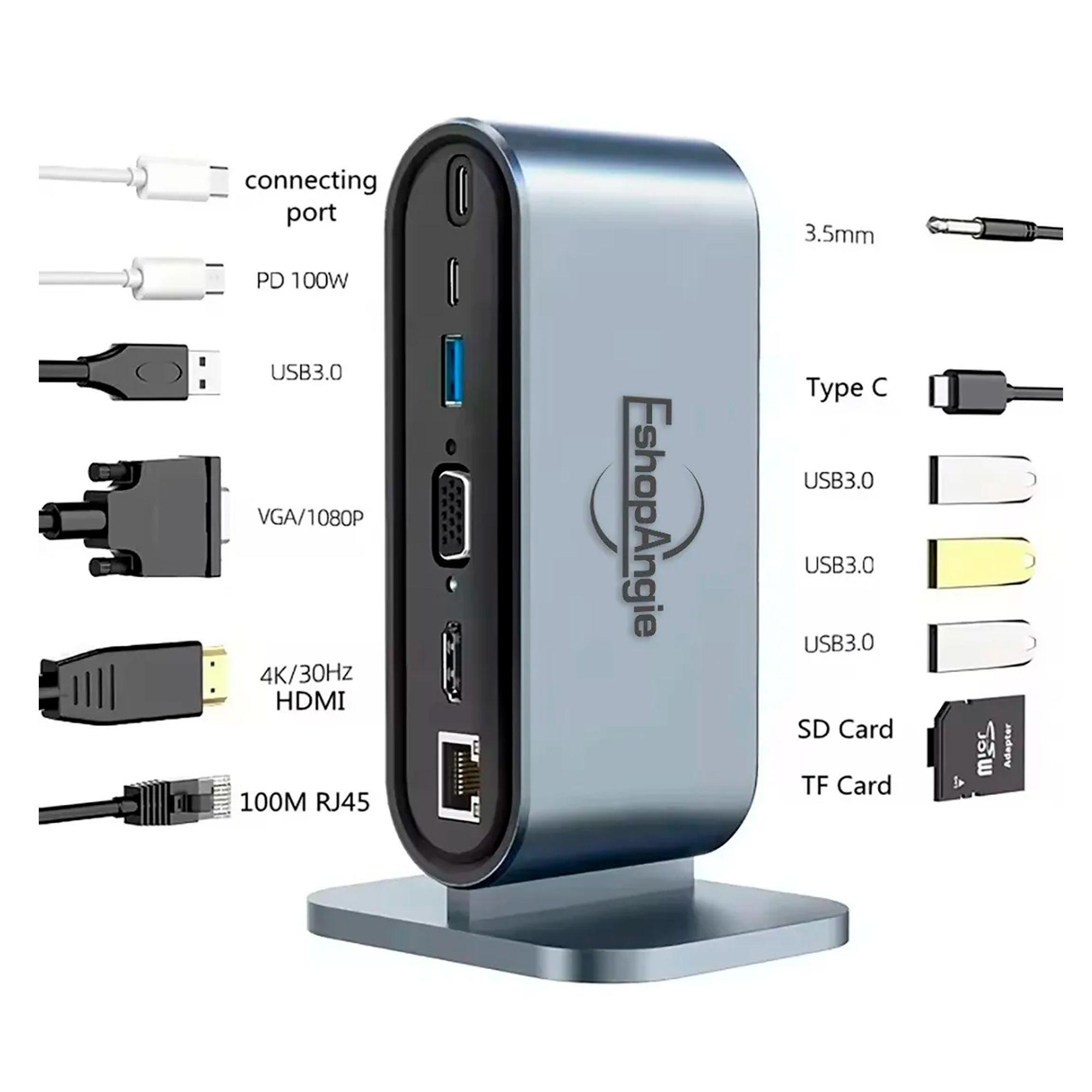 Adaptador Hub 4k Multipuerto 12 En 1 Usb c Hdmi Vga Sd tf-2