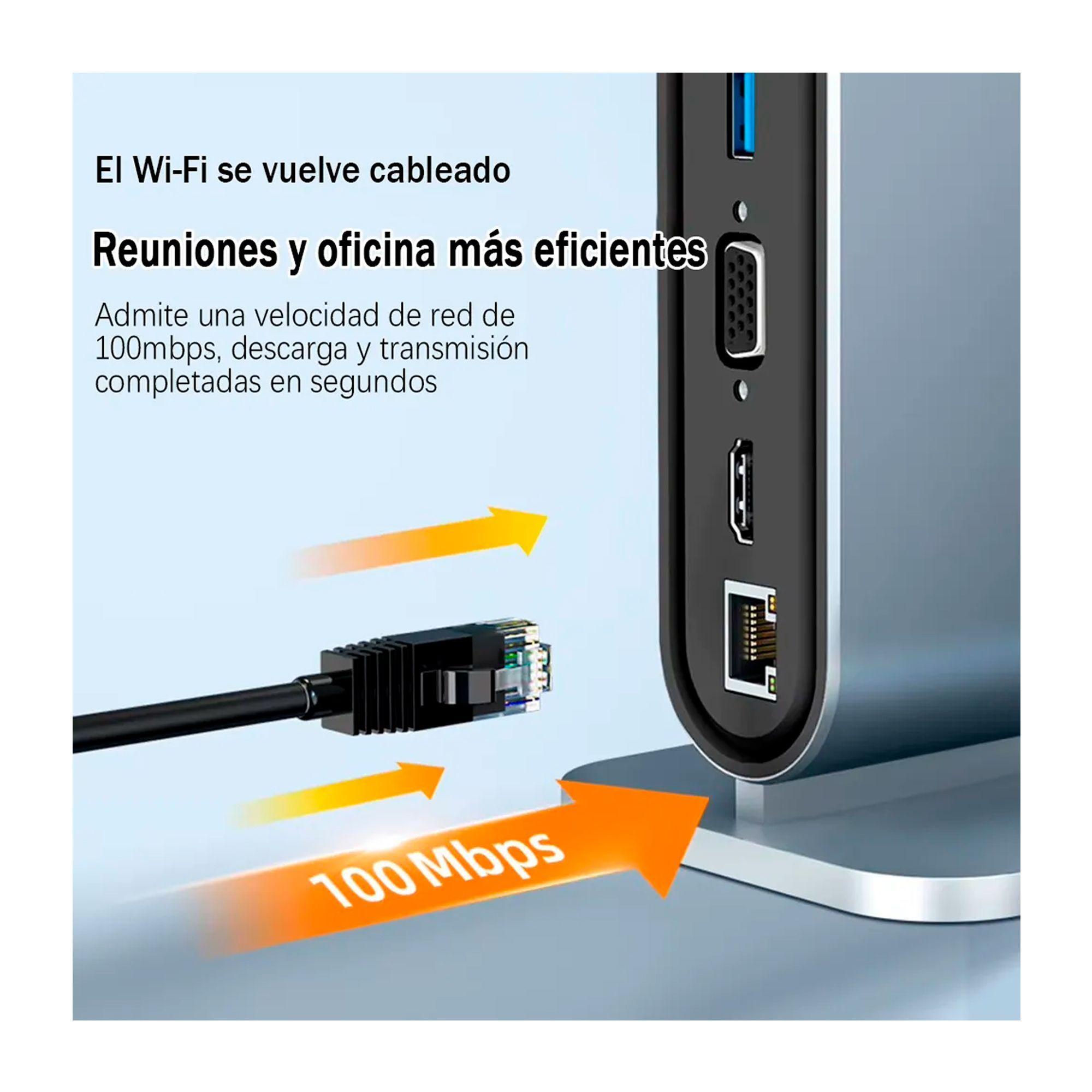Adaptador Hub 4k Multipuerto 12 En 1 Usb c Hdmi Vga Sd tf-4
