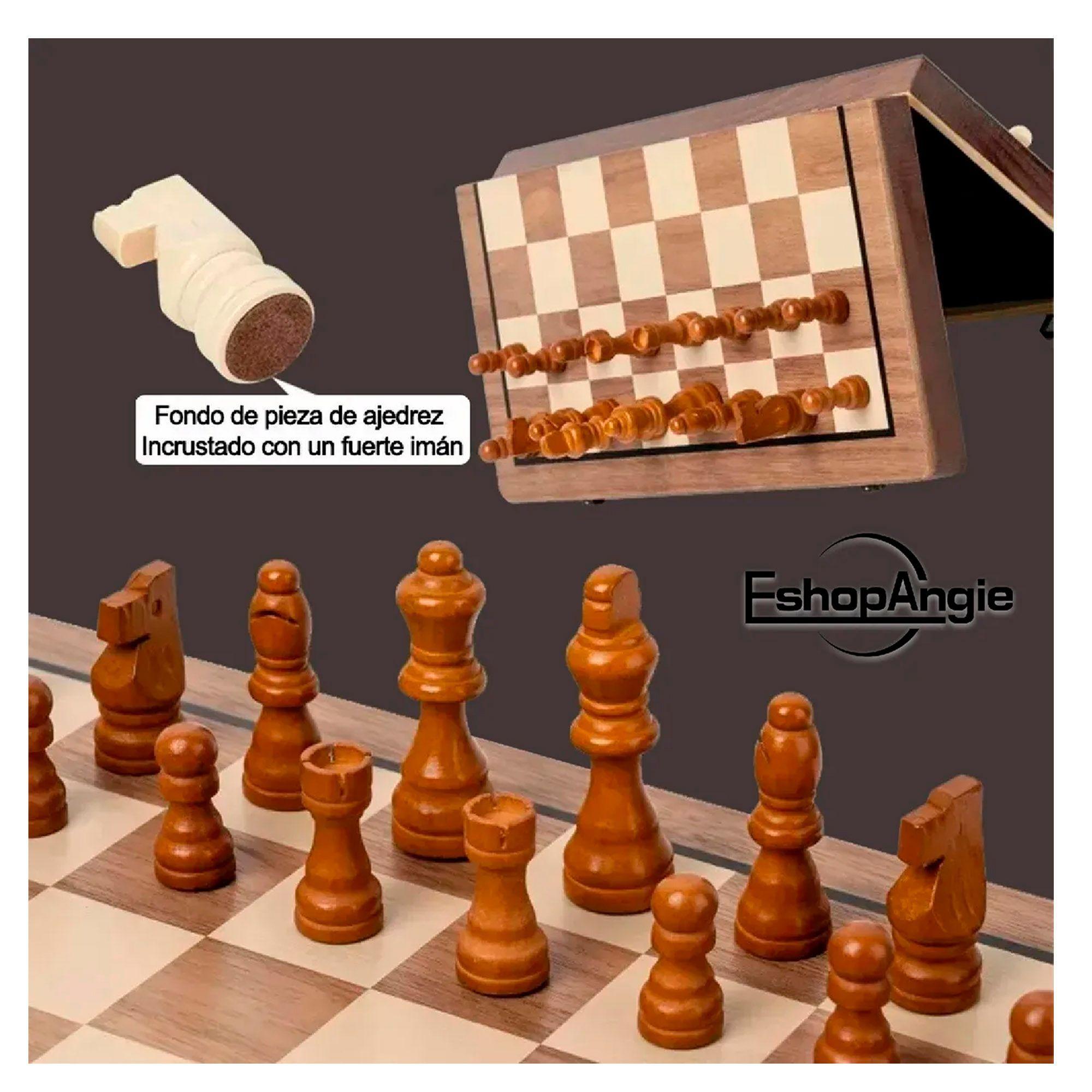 Tablero De Ajedrez Magnético De Madera 39x39cm-3