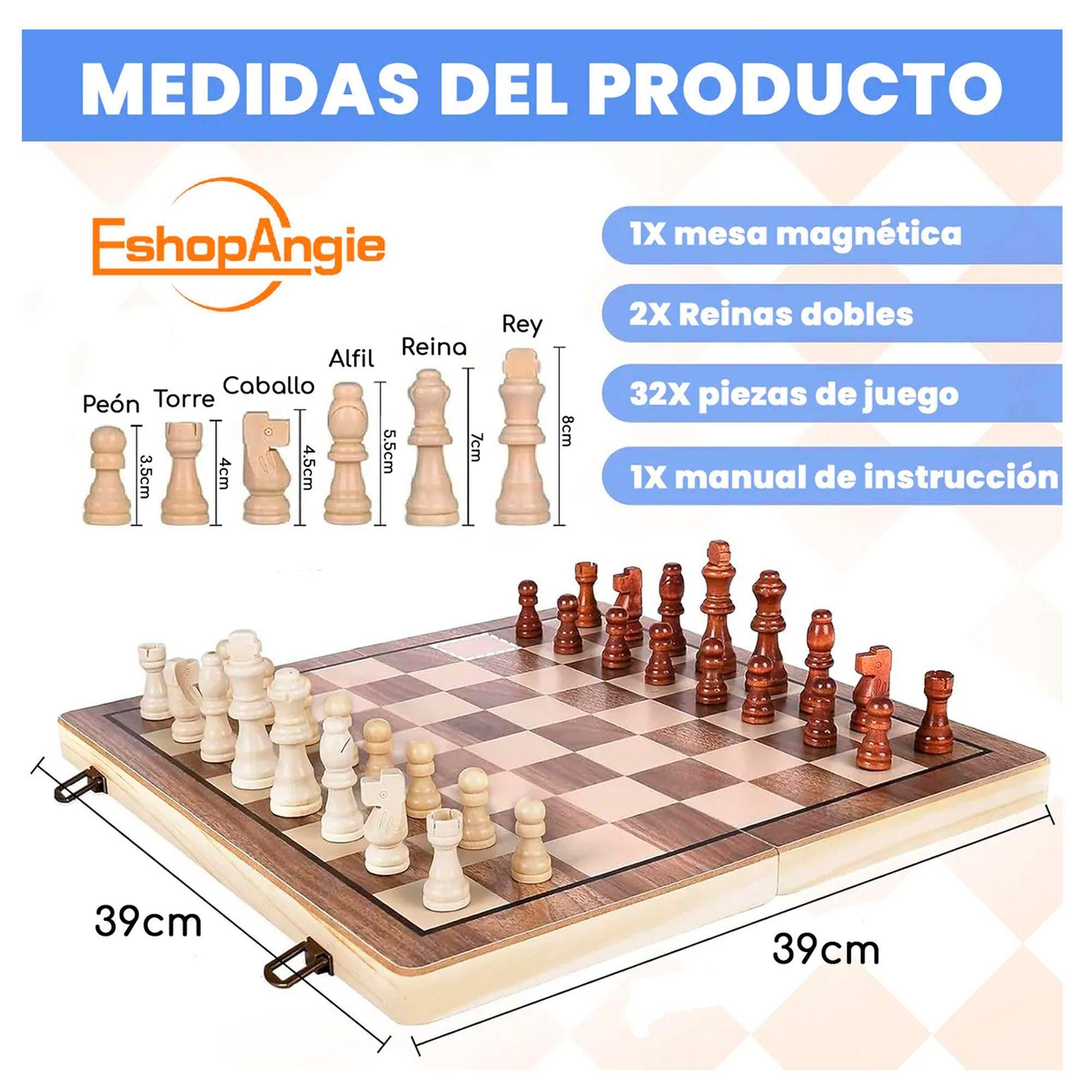 Tablero De Ajedrez Magnético De Madera 39x39cm-5