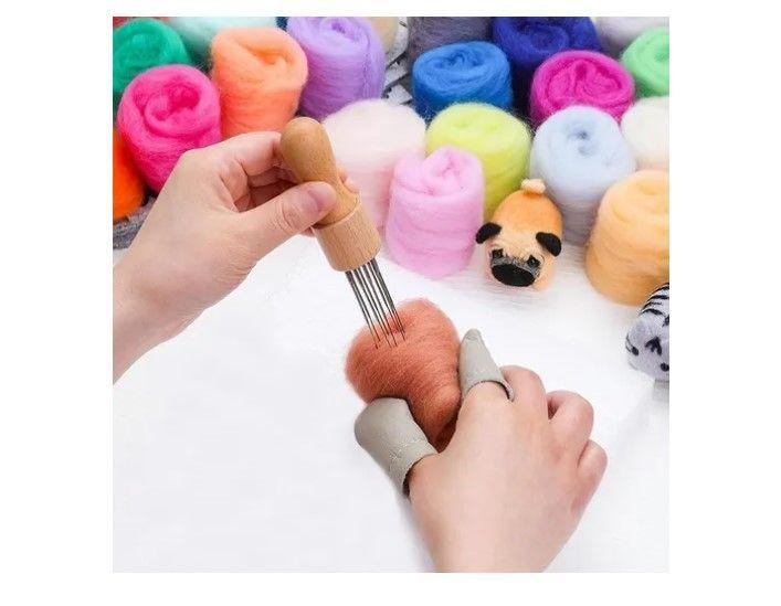 Kit 50 Vellón Lanas Fieltro Agujas Needle Felting Accesorios-5