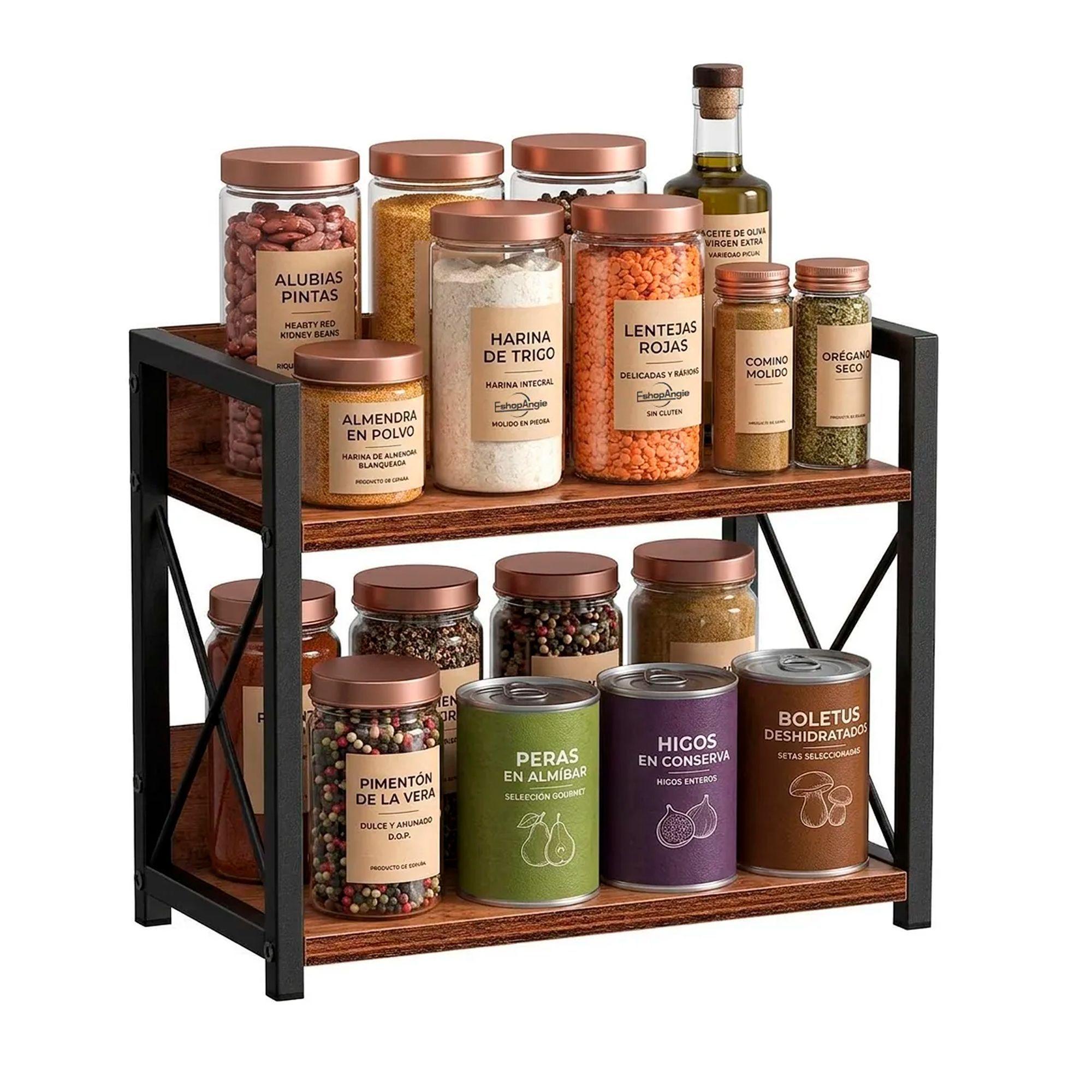 Organizador Repisa De Cocina Especiero 2 Niveles De Mesa-1