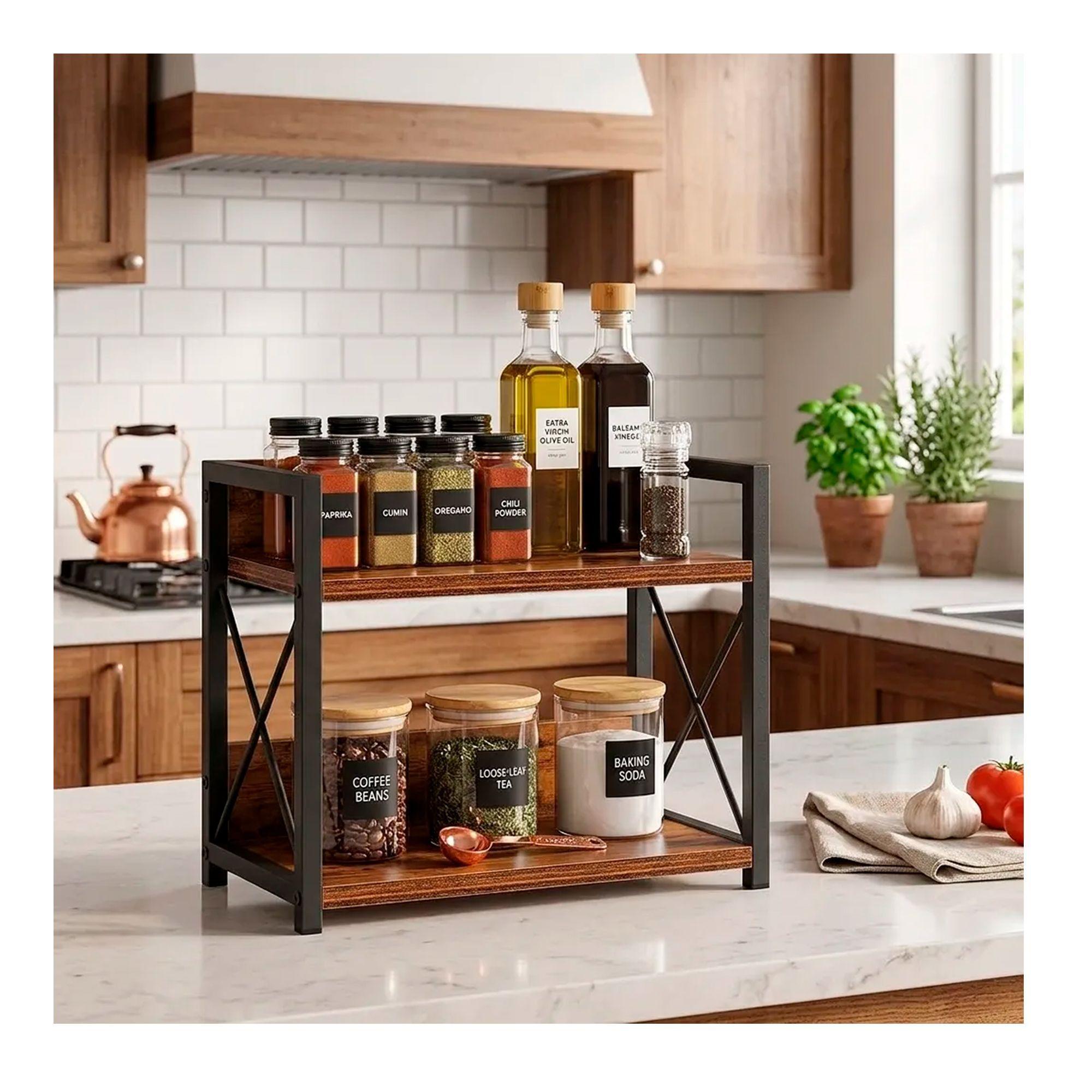 Organizador Repisa De Cocina Especiero 2 Niveles De Mesa-5