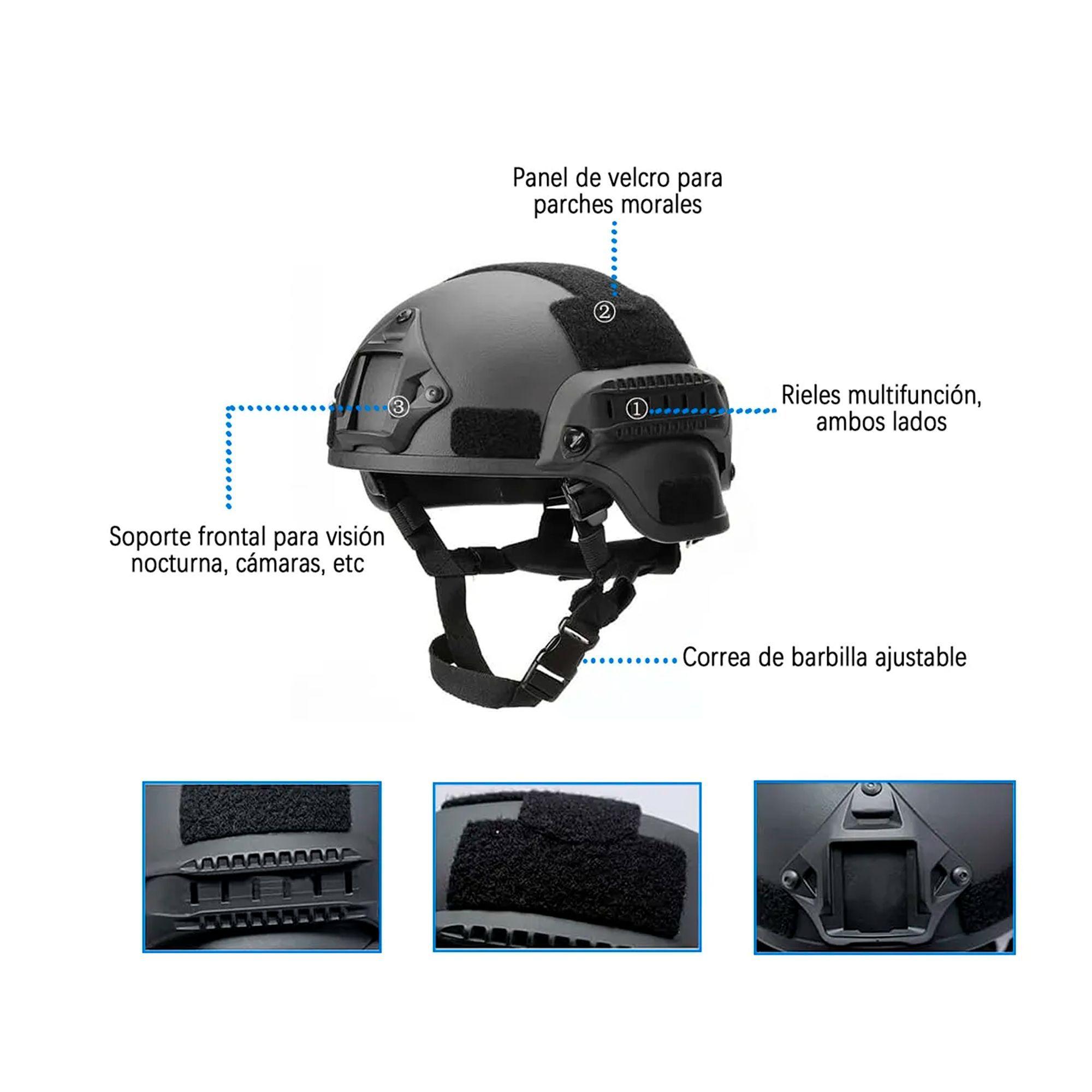 Casco Tactico Airsoft Paintball Militar Con Rieles Velcro-5