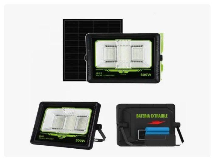 Foco 600w Exterior Ip67+ Panel Solar + Control Remoto-2