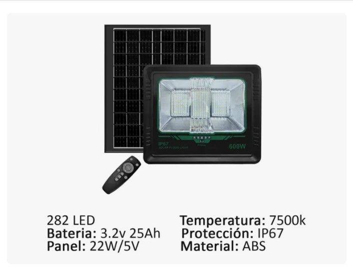 Foco 600w Exterior Ip67+ Panel Solar + Control Remoto-3