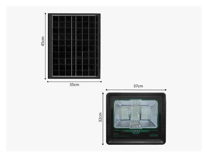 Foco 600w Exterior Ip67+ Panel Solar + Control Remoto-4