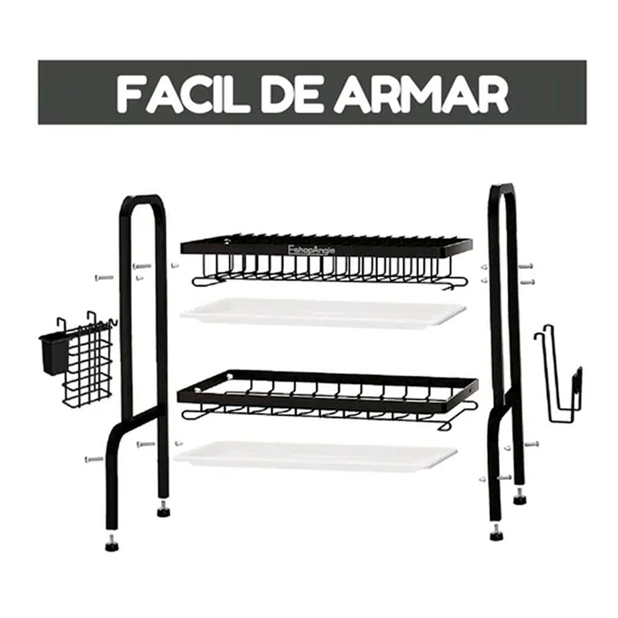 Secador Escurridor De Platos 2 Niveles Negro-1