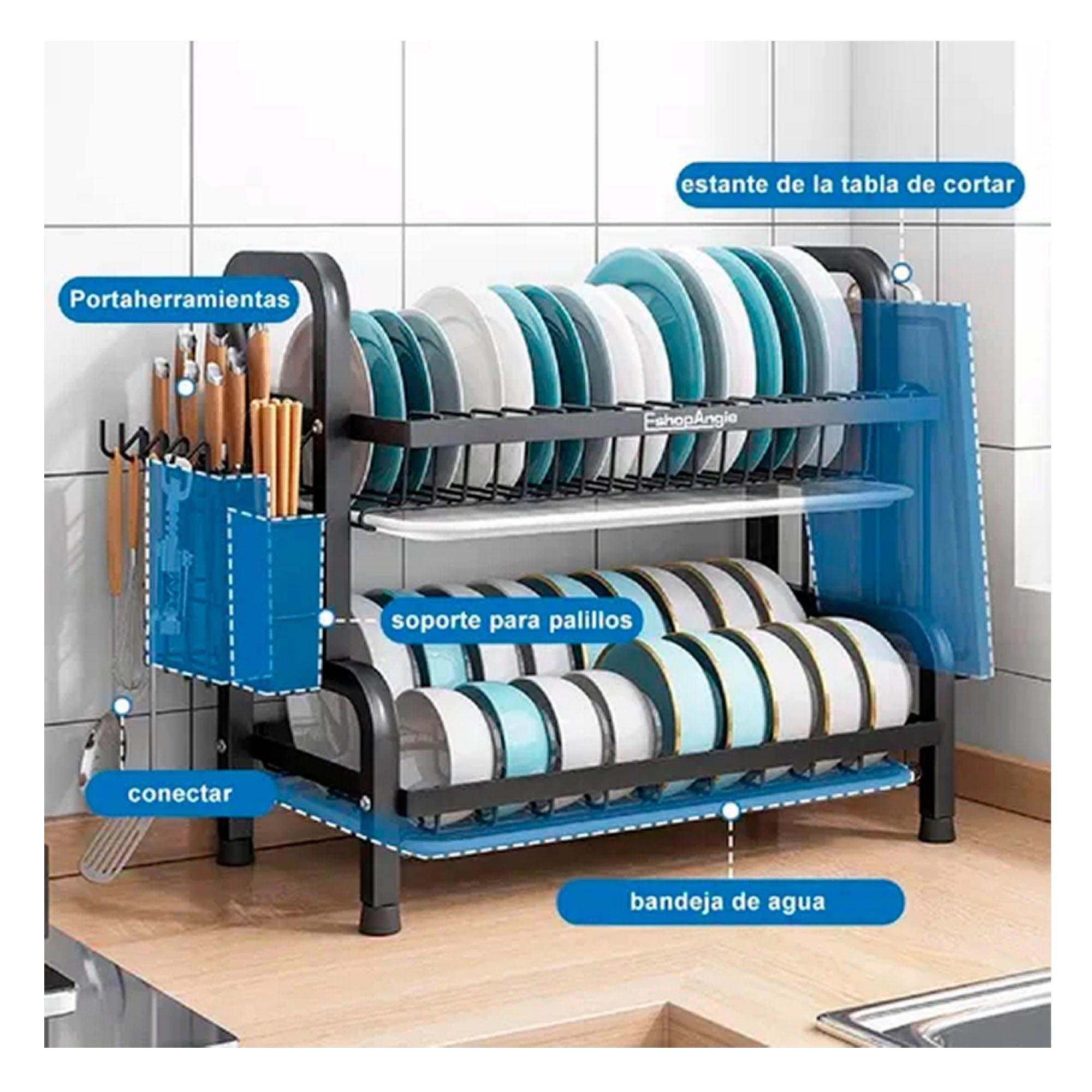 Secador Escurridor De Platos 2 Niveles Negro-4