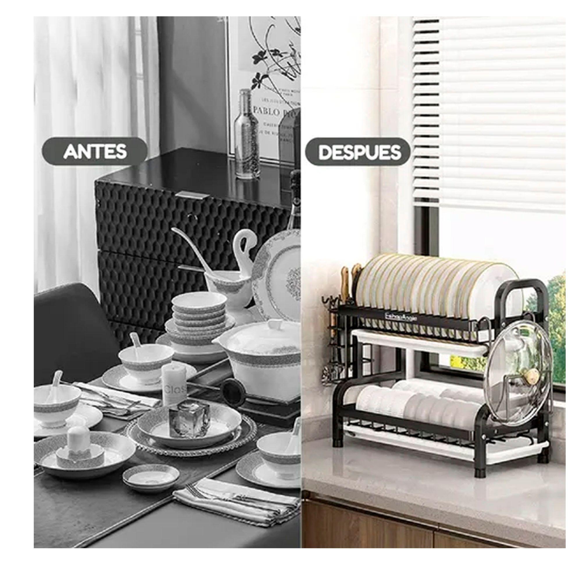 Secador Escurridor De Platos 2 Niveles Negro-6