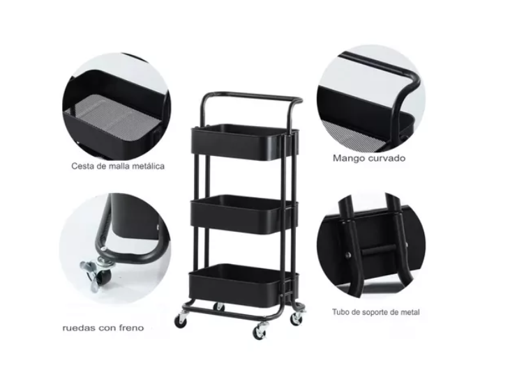 Carrito Organizador Almacenamiento 3 Niveles Con Ruedas-2