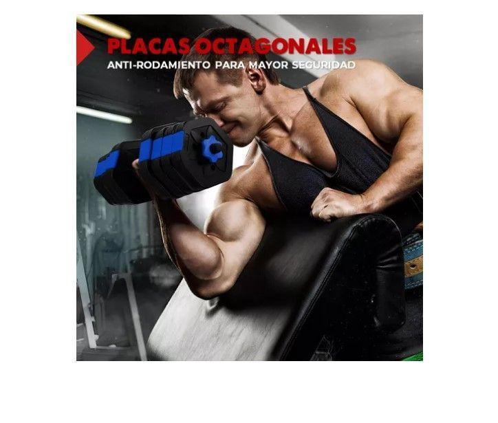 Mancuernas Ajustables Set Pesas De 30 Kg Total 2en1 +barra-4