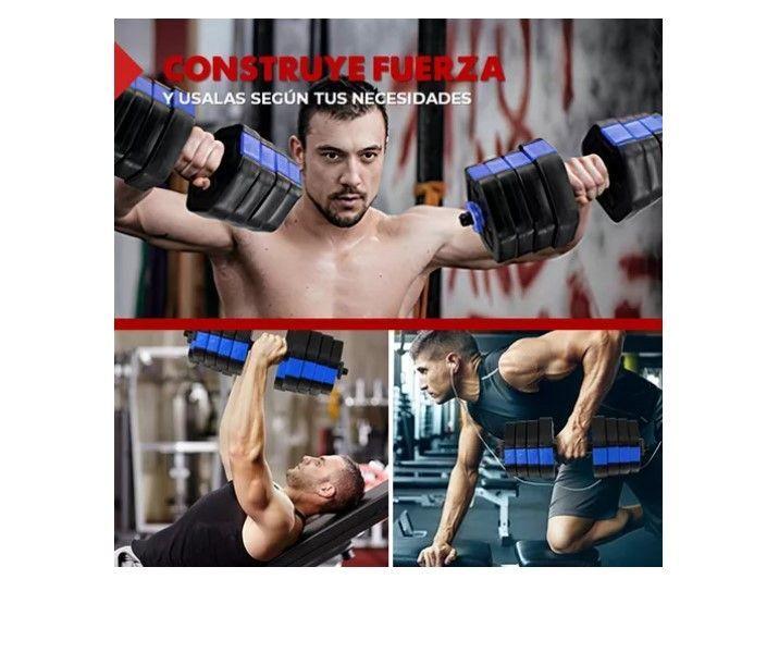 Mancuernas Ajustables Set Pesas De 30 Kg Total 2en1 +barra-5