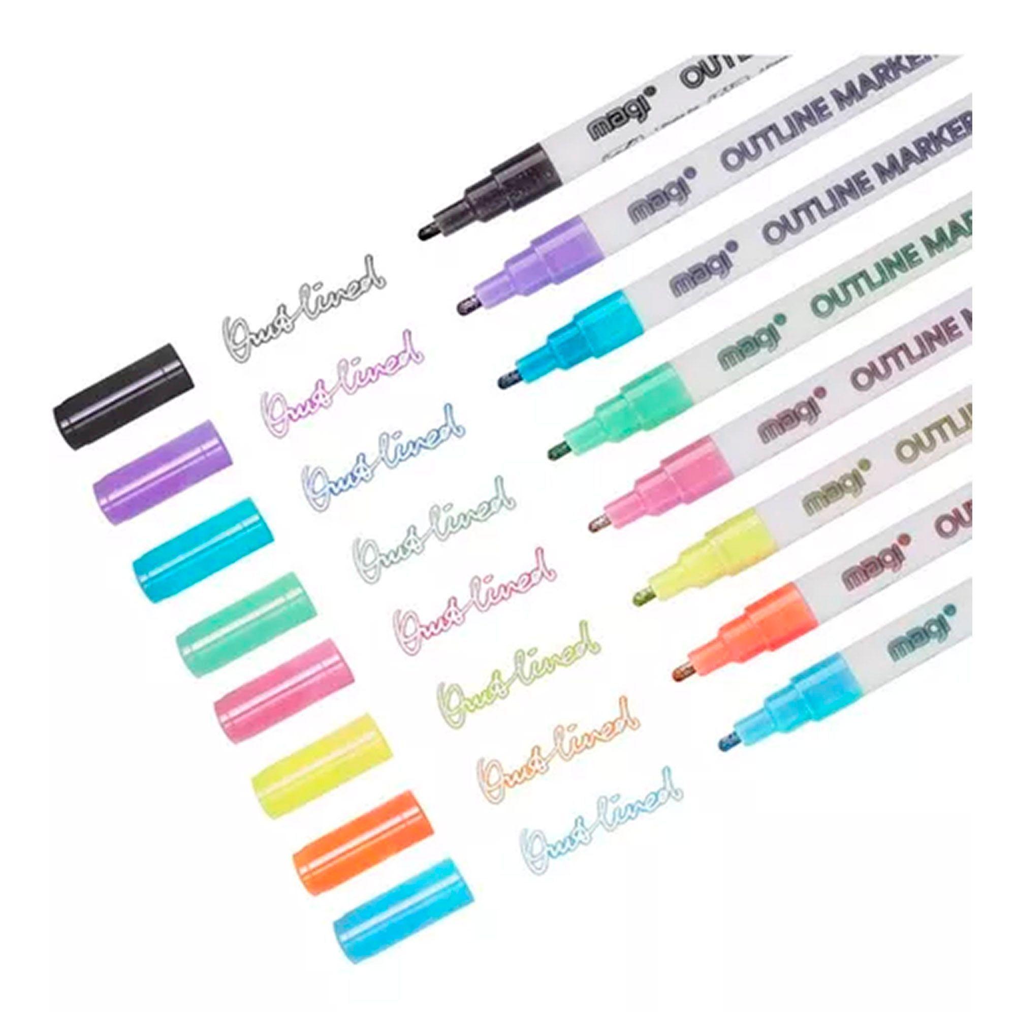 Lapices Marcadores Mágicos Metálicos Con Contorno 12 Colores-0