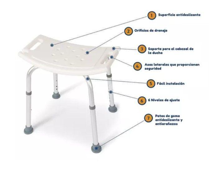 Silla Asiento De Ducha Seguridad Antideslizante Regulable-2