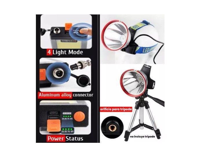 Foco Caza Led Lampara Minera Recargable Largo Alcance-3