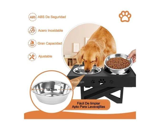 Comedero-bebedero Para Perros Altura Ajustable - Plato Acero-4