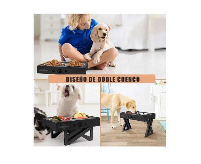 Comedero-bebedero Para Perros Altura Ajustable - Plato Acero-5