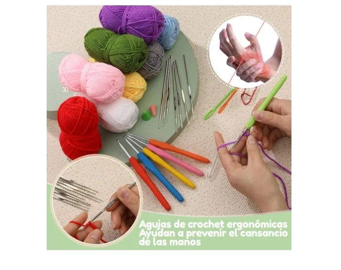 Set Con Estuche Crochet Silicona Accesorios Para Tejer-4