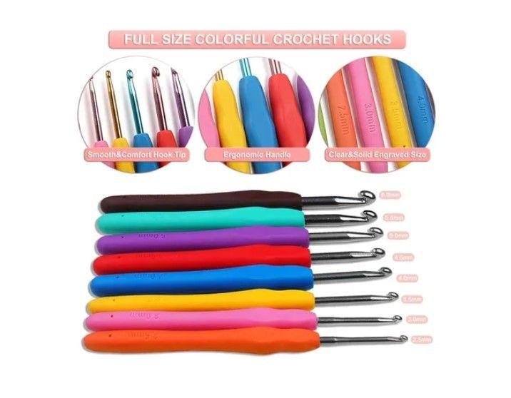 Set Con Estuche Crochet Silicona Accesorios Para Tejer-7