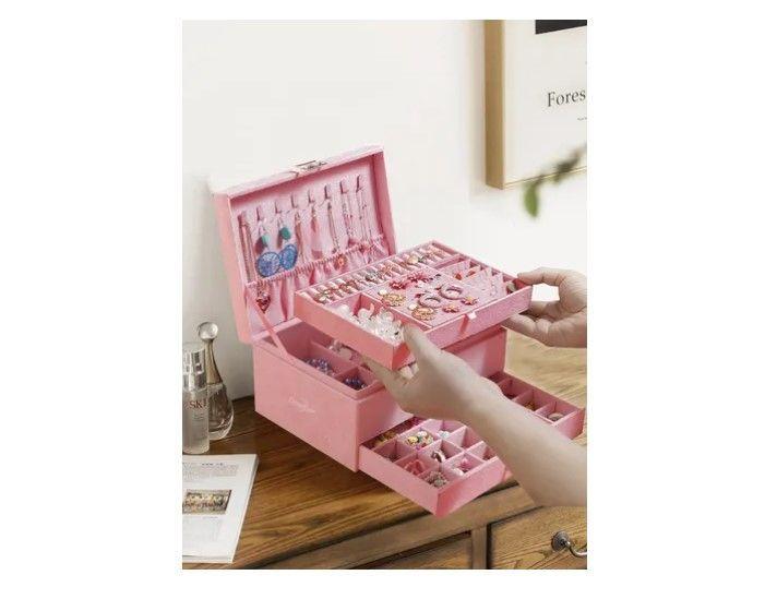 Joyero Organizador De Joyas 2 Niveles Con Cajon Y Llave-4