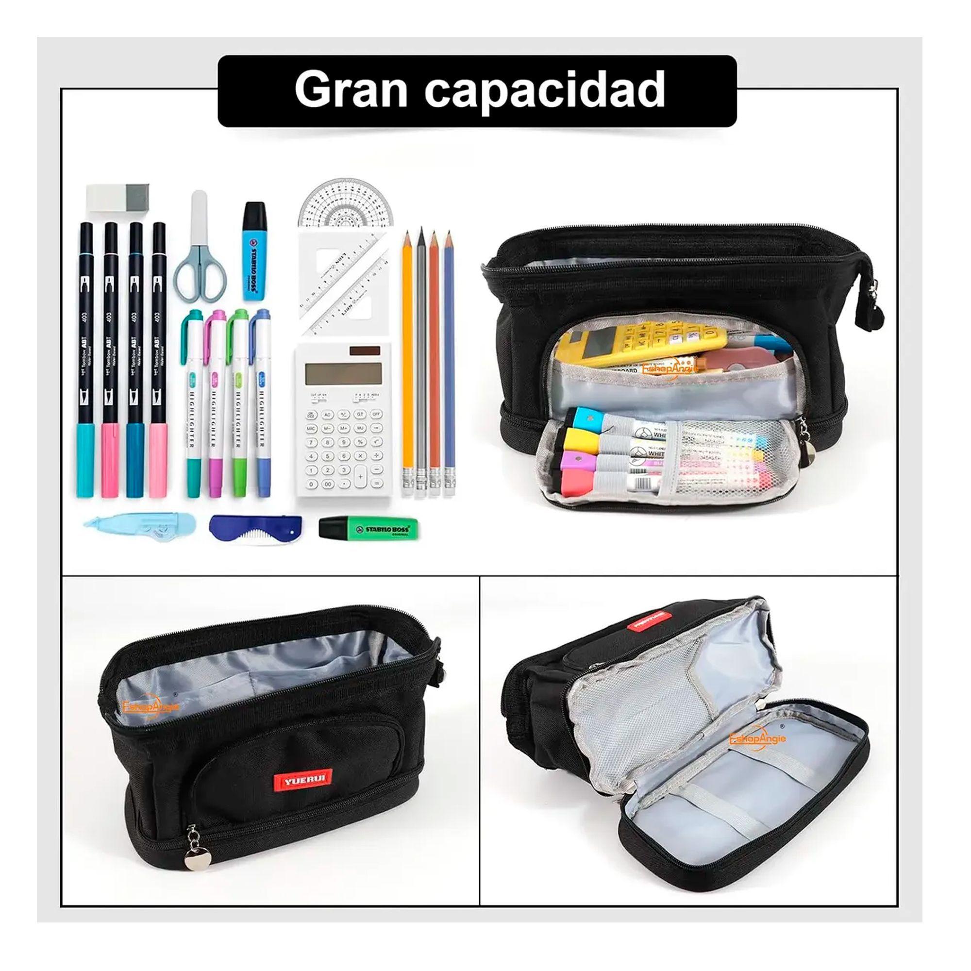 Estuche Para L pices Gran Capacidad Doble Capa Organizador Color-3