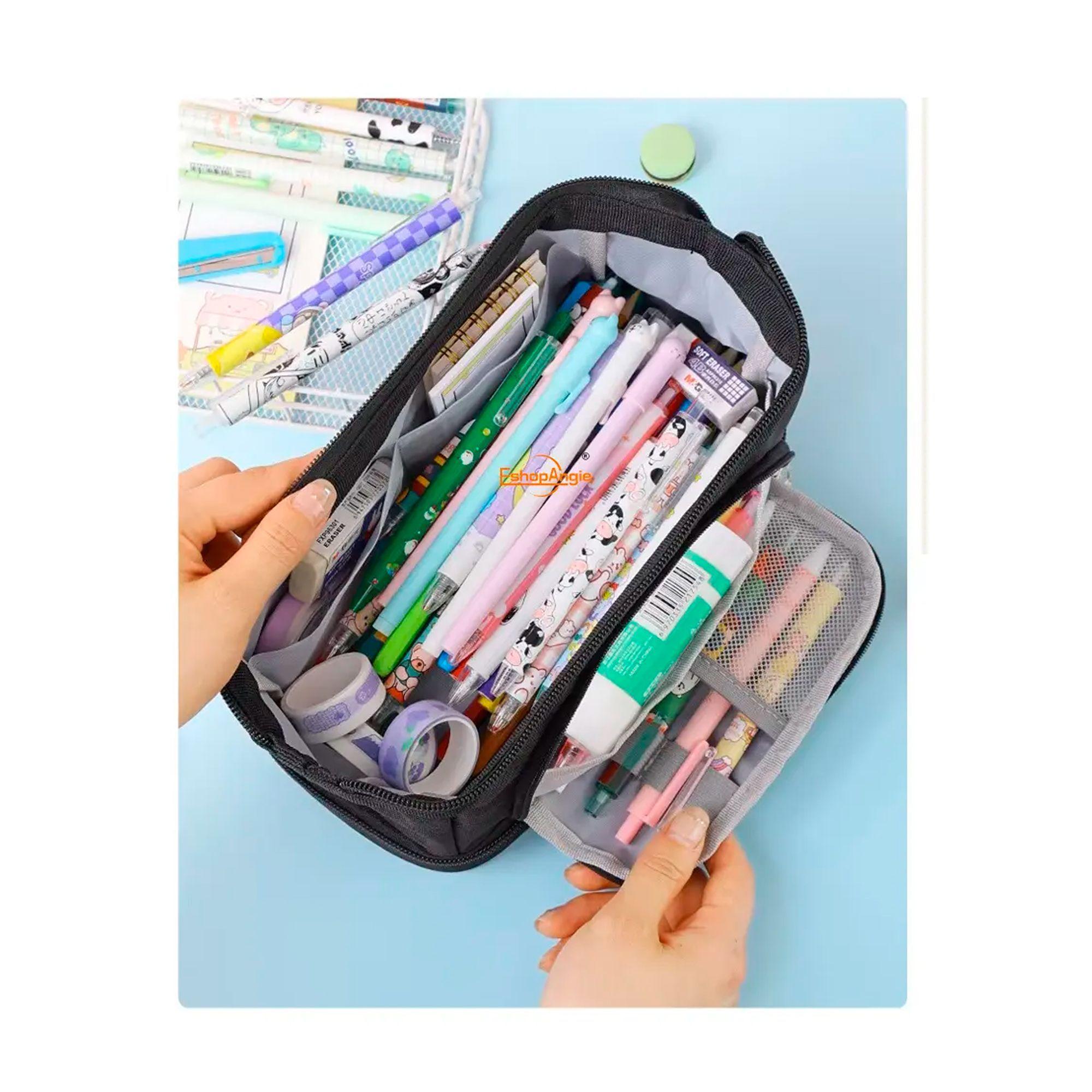 Estuche Para L pices Gran Capacidad Doble Capa Organizador Color-4