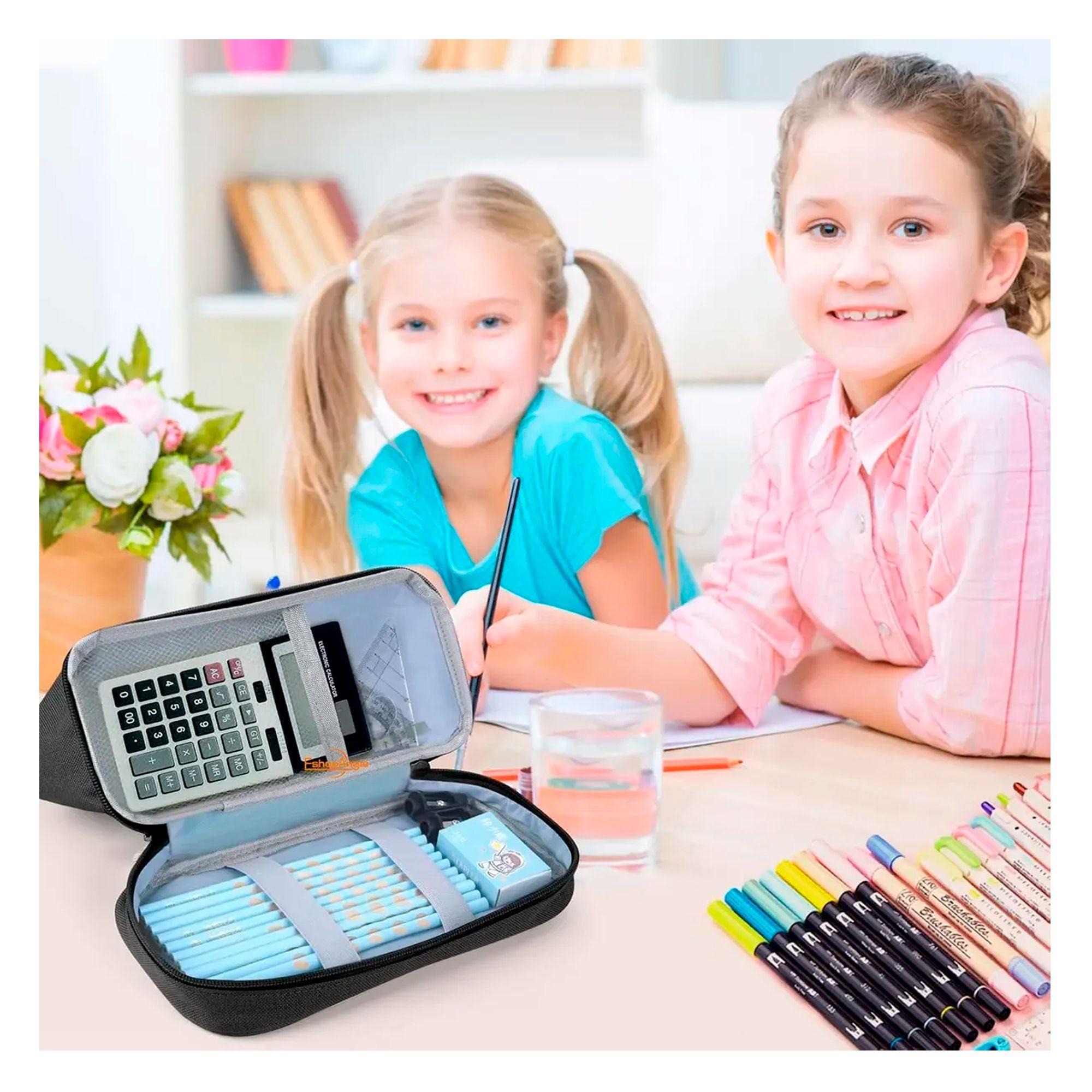 Estuche Para L pices Gran Capacidad Doble Capa Organizador Color-6