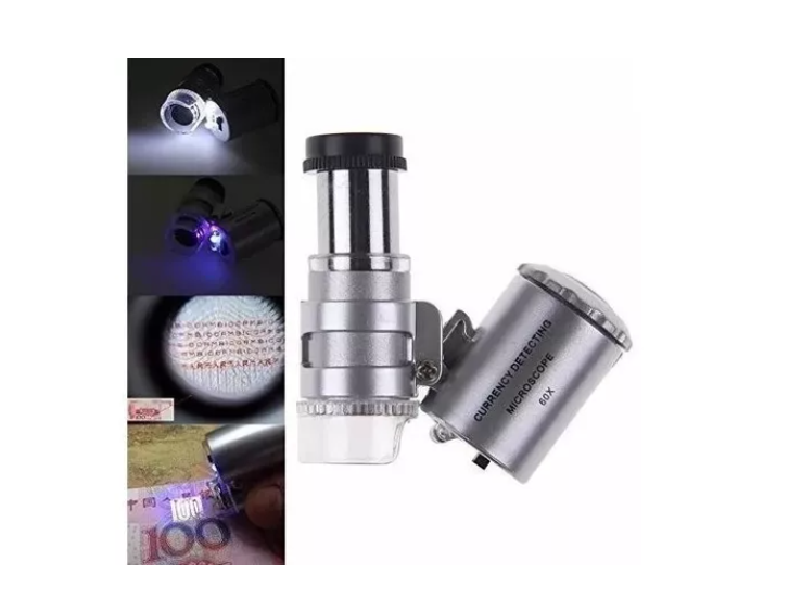 Microscopio Lupa De Bolsillo Luz Led/uv 60x-4