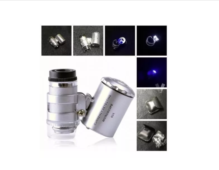 Microscopio Lupa De Bolsillo Luz Led/uv 60x-6
