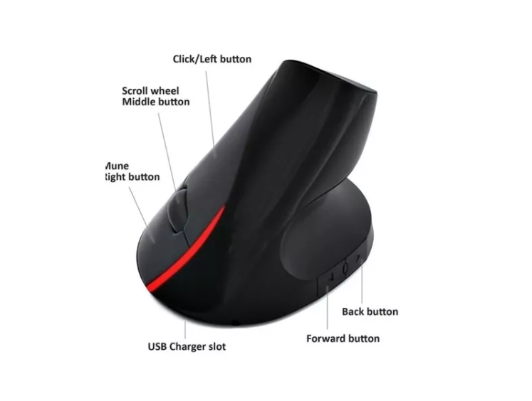 Mouse Optico Vertical Ergonomico Inalambrico Rf Pc-4