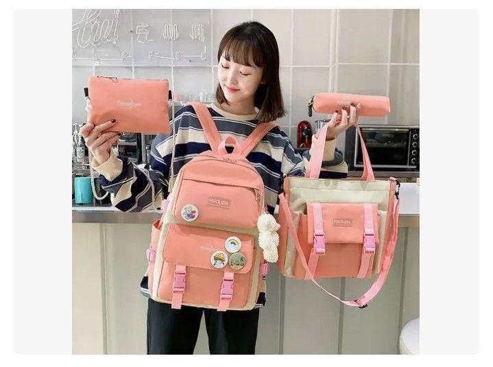 Mochila Urbana Escolar Viaje Estilo Coreano 4 Piezas-2