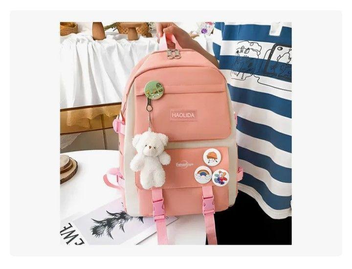 Mochila Urbana Escolar Viaje Estilo Coreano 4 Piezas-3