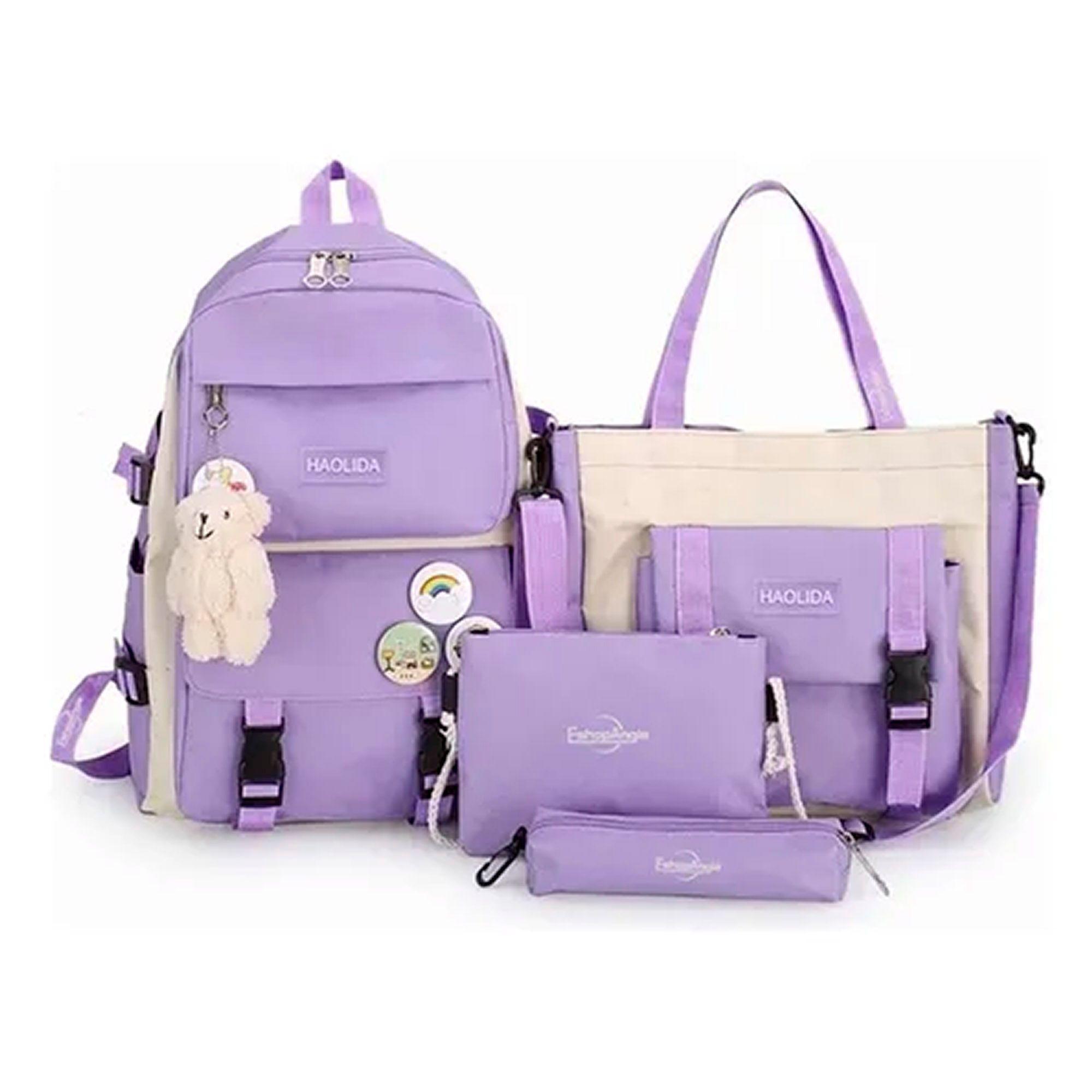 Mochila Urbana Escolar Viaje Estilo Coreano 4 Piezas-0
