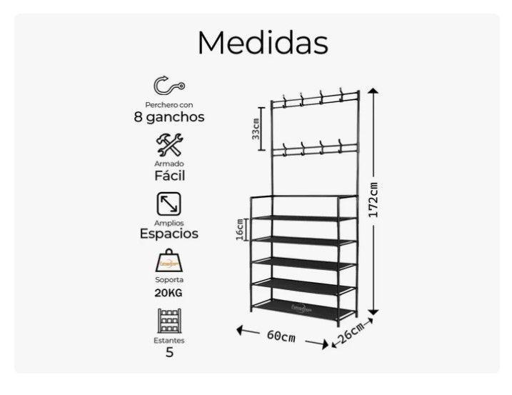 Organizador 2 En 1 De Ropa Perchero Y Zapatero 5 Niveles-7