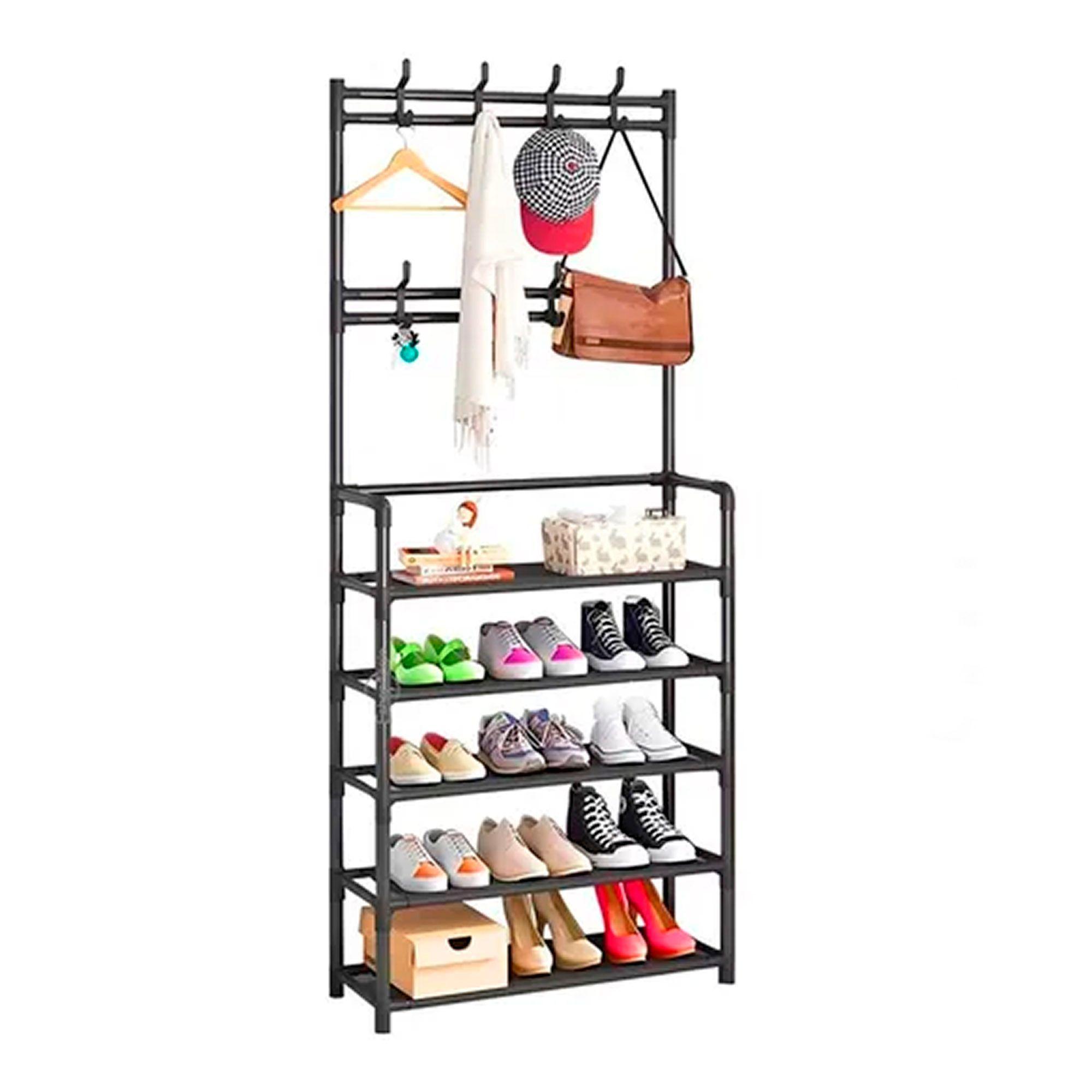 Organizador 2 En 1 De Ropa Perchero Y Zapatero 5 Niveles-0