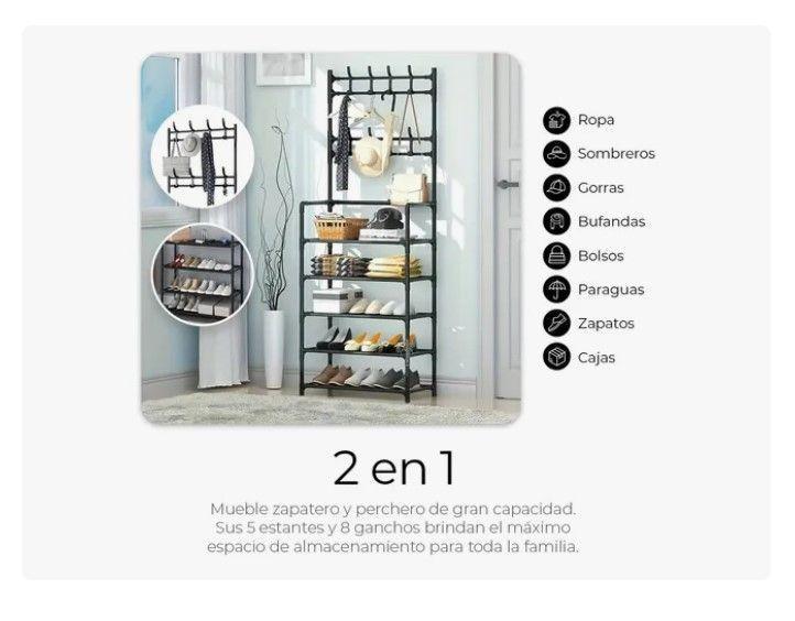 Organizador 2 En 1 De Ropa Perchero Y Zapatero 5 Niveles-2