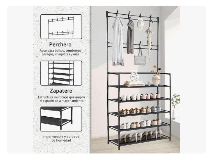 Organizador 2 En 1 De Ropa Perchero Y Zapatero 5 Niveles-6