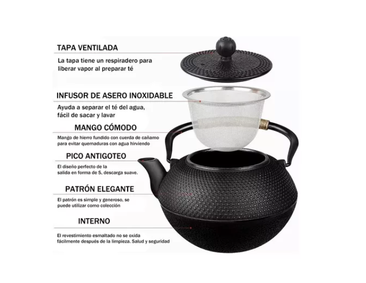 Tetera Hierro Fundido Japonesa Con Infusor Acero-3
