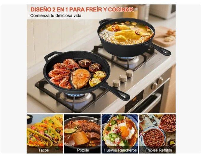 Sartenes De Hierro Fundido Gruesa Doble Uso 26cm-2