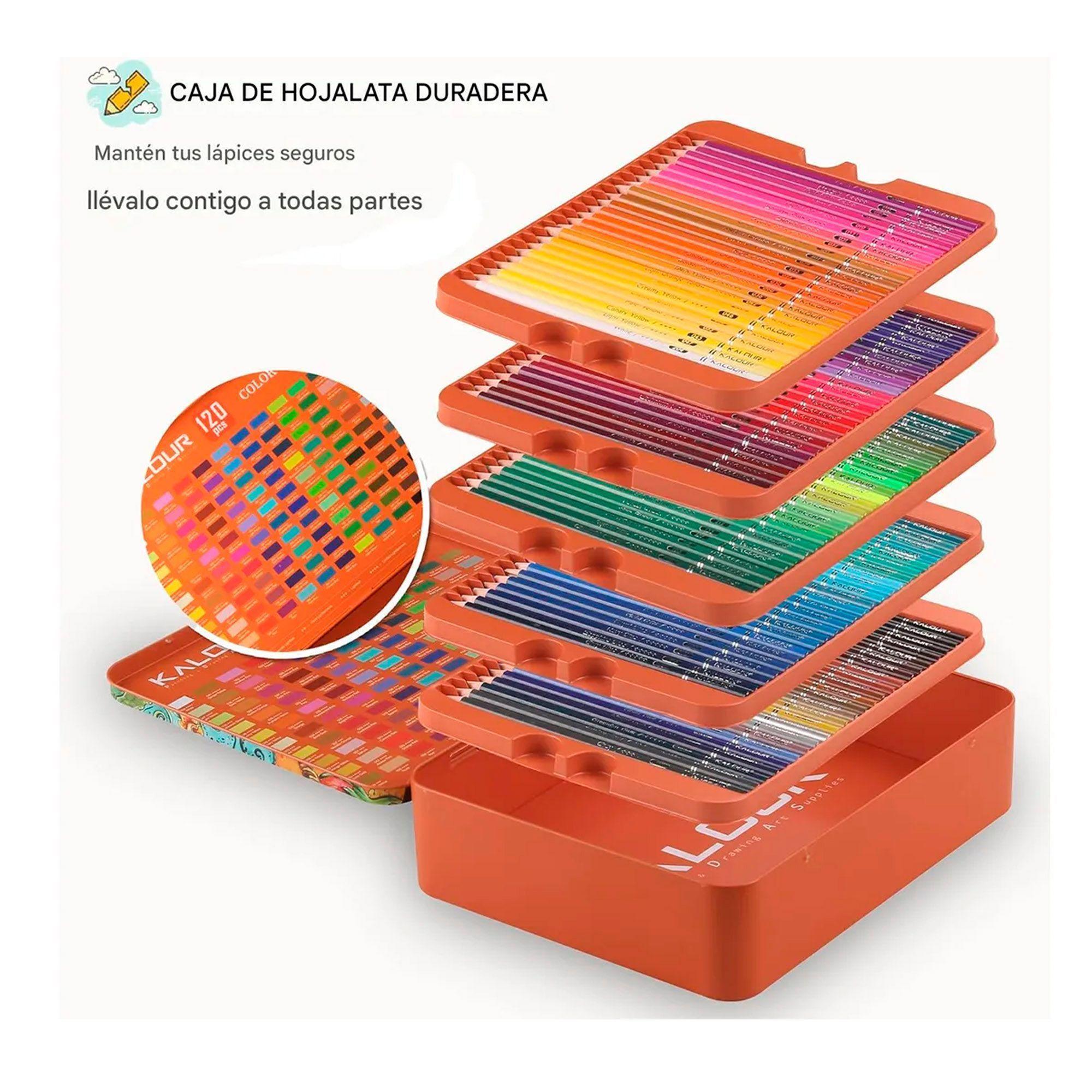 Set 120 Lapices Colore Arte Profesional Dibujo Caja Metálica  Kalour-4