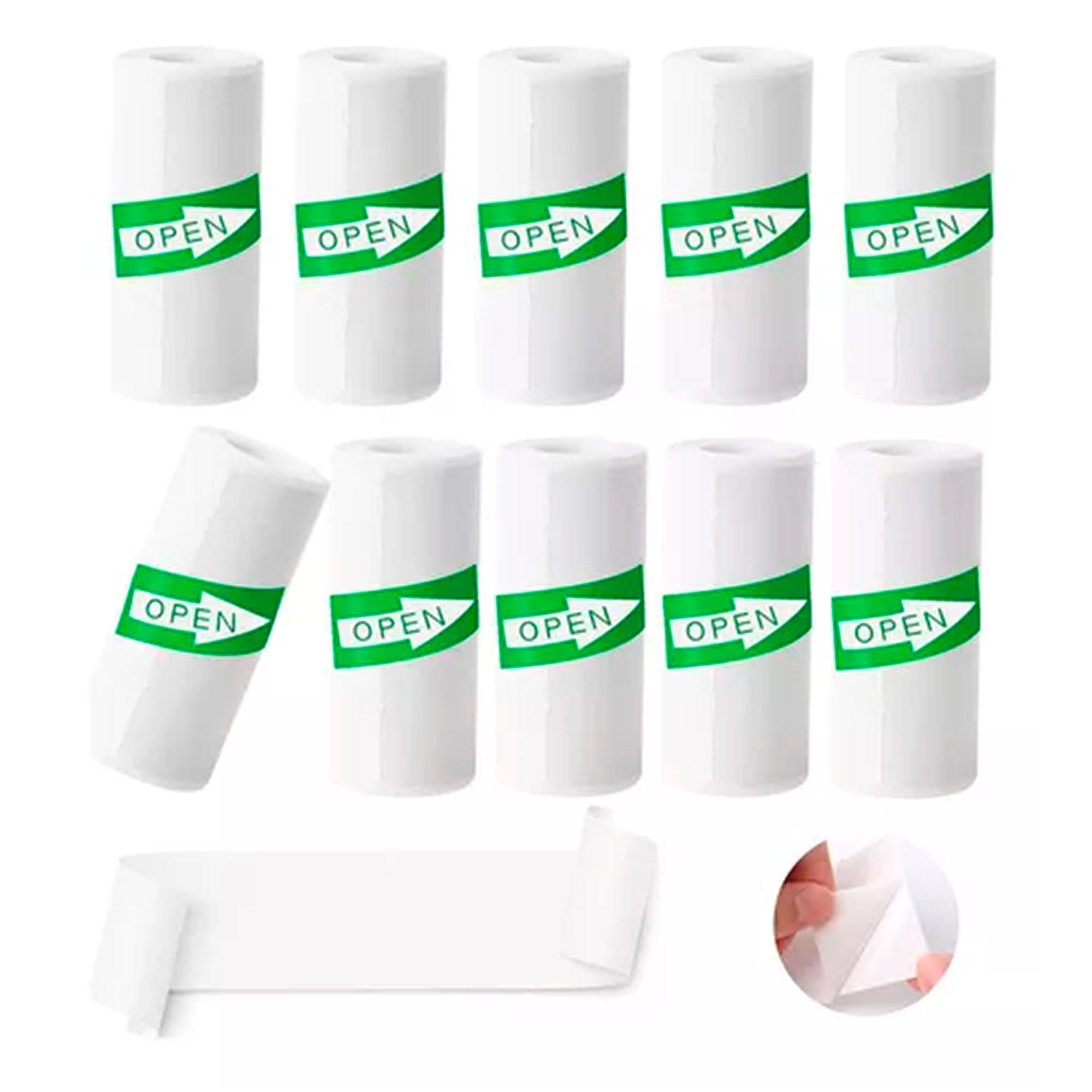 10 Rollos Papel Adhesivo Térmico Para Mini Impresora 58mm-0