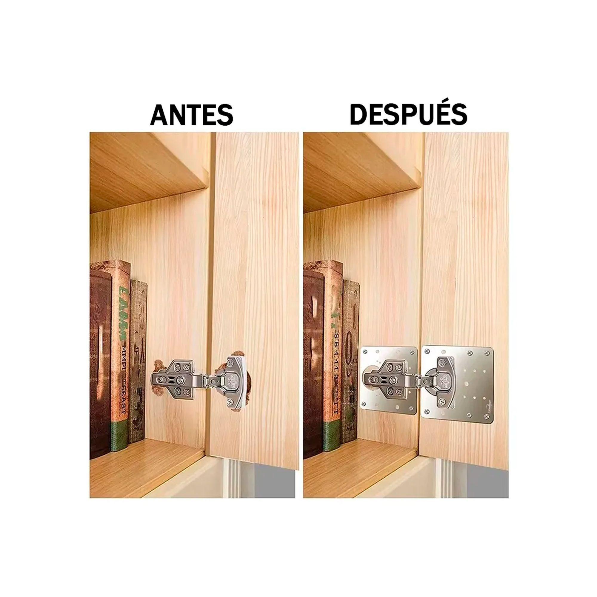 10u Placas Reparacion Bisagra Mueble Puerta Acero Inoxidable-4